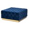 Baxton Studio Verene Blue Velvet Upholstered Gold Finished Square Cocktail Ottoman 163-10570 - alternate 1